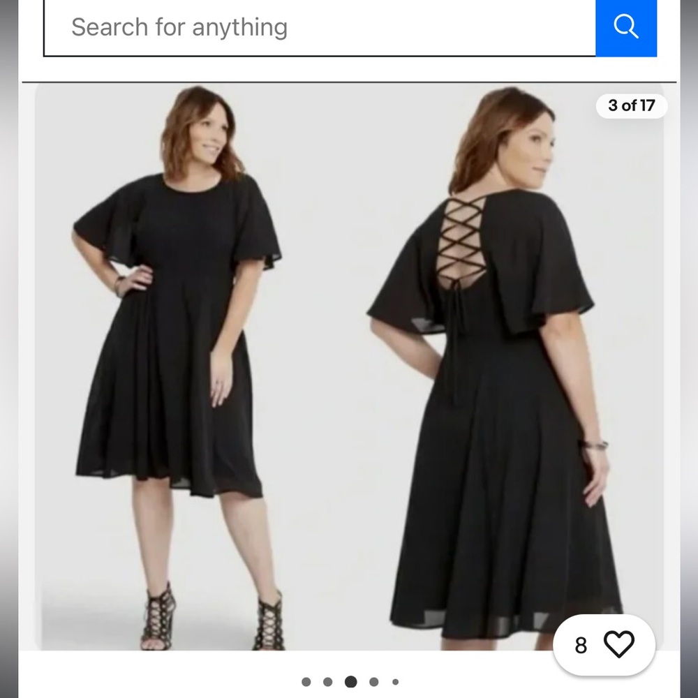 Torrid Georgette Lace Back Flutter Sleeve Dress size 16